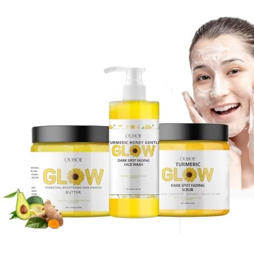 Limited offer: Turmeric Glow Combo Skincare Set Face Wash Scrub Butter Anti Aging Moisturizer for Wrinkles, Soothing Hydrating Turmeric Skincare Set for Face & Body from 12.99 EUR to 12.99 EUR (save 0%)