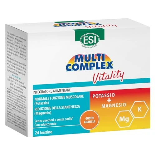 Offerta a tempo: ESI - Multicomplex Vitality, Integratore Alimentare di Sali Minerali con Potassio e Magnesio, Contrasta la Stanchezza e Restituisce Energia, Gusto Arancia, Senza Glutine, 24 Bustine - 10% da 4.67 € a 4.20 €