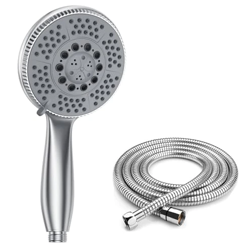 Offerta a tempo: Vinabo Doccia Soffione con 1.5m Tubo Doccia, 5 Funzioni Getti, Multifunzionale ad Alta Pressione Soffione Doccia, ABS Cromato Spruzzo, Anticalcare Tubo Flessibile + Doccino - 8% da 15.99 € a 14.67 €