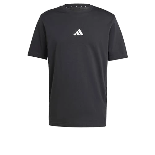 adidas Hombre ESSENTIALS SMALL LOGO SINGLE JERSEY TEE, Black/White, S