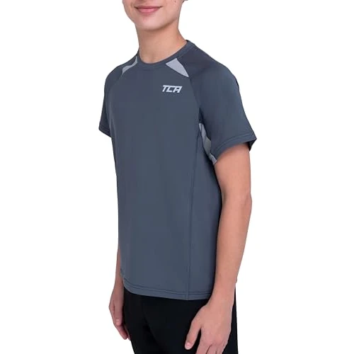 Zeitlich begrenztes Angebot: TCA Quickdry Jungen T-Shirt für Fußball, Sport, Training - Jungen Fußballtrikot für Kinder, Jungen T-Shirts - Dunkelgrau, 6-8 Jahre von 9.99 € auf 9.99 € (0.00% Rabatt)
