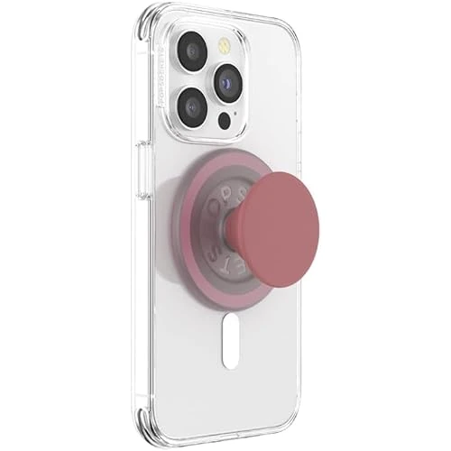 PopSockets: PopGrip Round para MagSafe - Anillo Adaptador para MagSafe Incluido - Soporte y Agarre para Teléfonos Móviles y Carcasas con un Top Intercambiable - PopOut Basic Clay