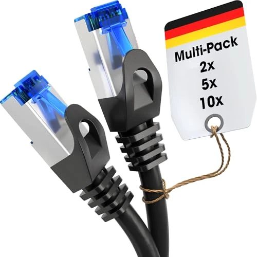 Limited-time offer: KabelDirekt – Network Cable – Transfers 10Gbps & fibre optic internet speed – Ethernet & LAN Cable – 10x 5m, Available in 0.25-30m – For Gigabit networks, routers/modems, RJ45 (black/silver) from 40.05 GBP to 40.05 GBP (save 0%)