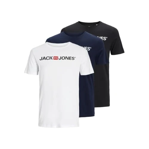 Offerta a tempo: Jack & Jones Maglietta da Uomo con Logo Plus Size, Bianco, 3XL - 50% da 17.99 € a 8.99 €