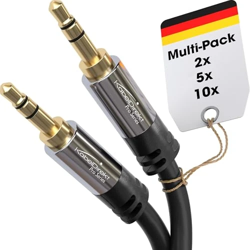 KabelDirekt – Klinkenkabel, Aux Kabel & Audio 3.5mm Kabel – 10x 1,5m – In Deutschland entwickelt – Erhältlich in 0,3m-10m (3,5mm-Stereokabel für Kopfhörer, Handy, PC/Laptop, Auto, HiFi, schwarz)