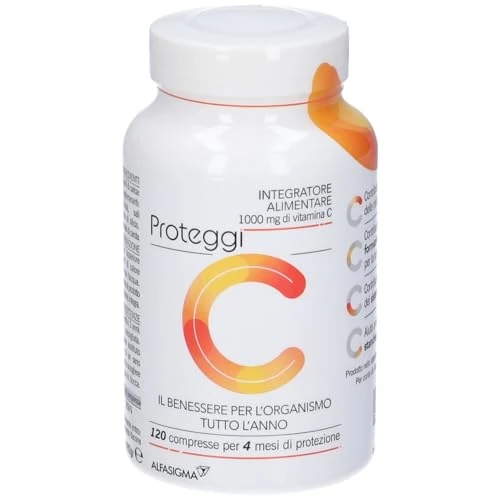Proteggi C Integratore Alimentare a Base di Vitamina C, Acido L-Ascorbico, che Contribuisce alla Protezione delle Cellule dallo Stress Ossidativo, 120 Compresse