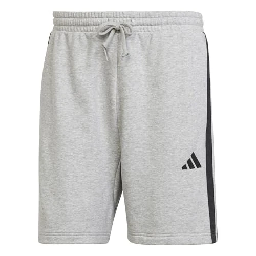 Adidas Homme Essential Three Stripes French Terry Short, Medium Grey Heather/Black, L