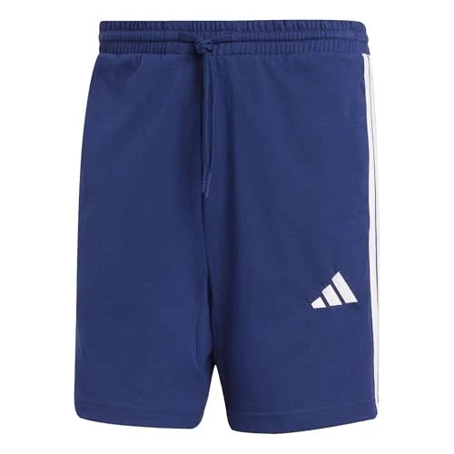 adidas Herren Essential Three Stripes Single Jersey Short 7IN, Dark Blue/White, M