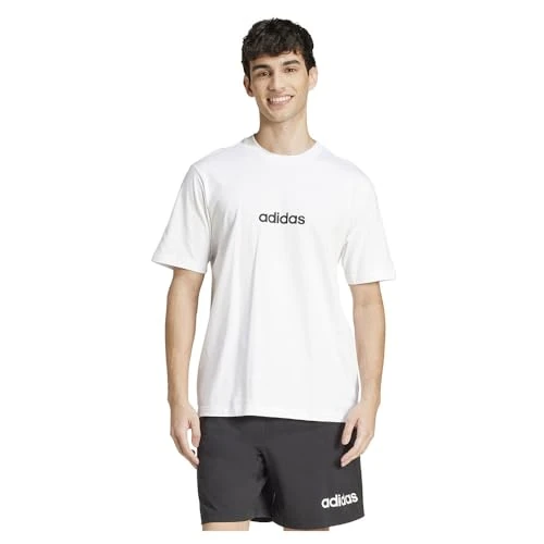 Oferta limitada: adidas Uomo Essentials Linear Single Jersey tee, White/Black, XS de 20.00 EUR a 18.00 EUR (ahorro 10%)