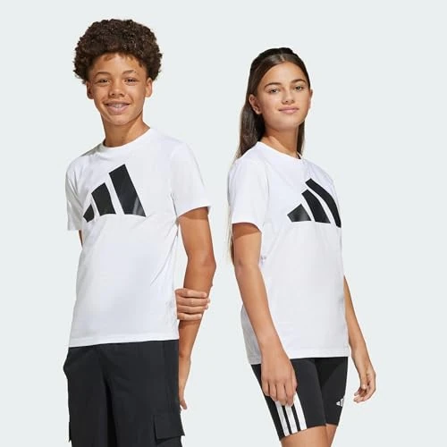 adidas Unisex - Bambini ESSENTIALS BIG LOGO T-SHIRT, White / Black, 7-8 Years