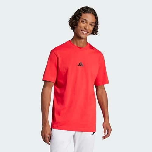 Offerta a tempo: adidas Uomo Essentials Small Logo Single Jersey Shirt, Pure Ruby/Black, M - 32% da 25.00 € a 16.99 €
