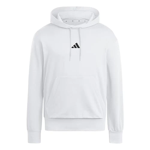 Adidas Herren Essentials FEELCOZY Fleece Hoodie, White/Black, XXL