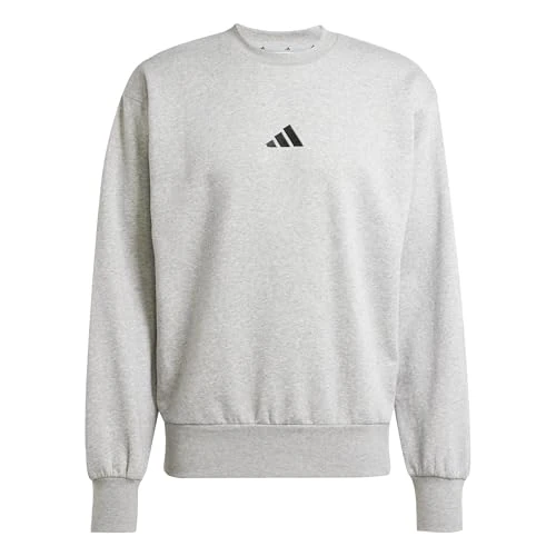 adidas Hombre ESSENTIALS FEELCOZY FLEECE SWEATSHIRT, medium grey heather/black, S