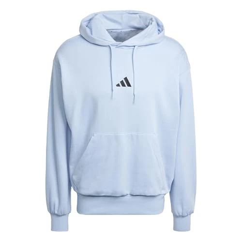 Offerta a tempo: adidas Uomo Essentials Feelcozy Fleece Hoodie Sweatshirt, Glow Blue/Black, L - 32% da 50.00 € a 33.99 €