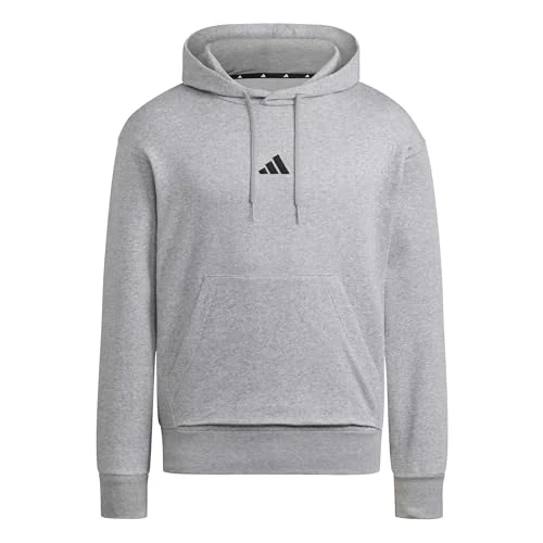 adidas Hombre ESSENTIALS FEELCOZY FLEECE HOODIE, medium grey heather/black, L