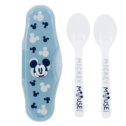 Offerta a tempo: Stor Set due cucchiai Bambini Mickey Mouse in plastica, senza BPA, lavabili e riutilizzabili, con scatola - 42% da 10.35 € a 5.99 €