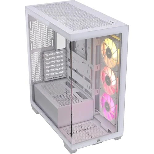 CORSAIR iCUE LINK 3500X RGB Mid-Tower ATX PC-Gehäuse - Gehärtetes Panorama-Glas - Umgekehrte Verbindung Motherboard-Kompatibel - 3x CORSAIR iCUE LINK RX120 RGB-Lüfter Im Lieferumfang Enthalten - Weiß