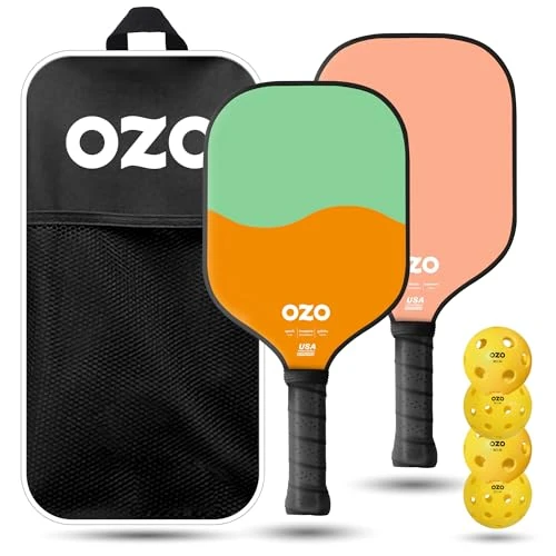 Limited-time offer: OZO Pickleball - Set of 2 paddles + 4 balls - Spark Fusion Essence + Spark Inceptra Gelato + Indoor & Outdoor Balls + Bag, Pink + Pistachio & Melon from 112.31 GBP to 112.31 GBP (save 0%)
