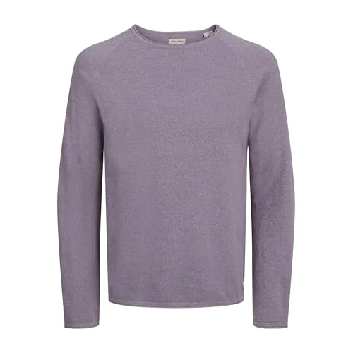 Jack & Jones Homme Jjehill Knit Crew Neck Noos Pull en Tricot, Gray Ridge/Détail : Torsadé, L EU