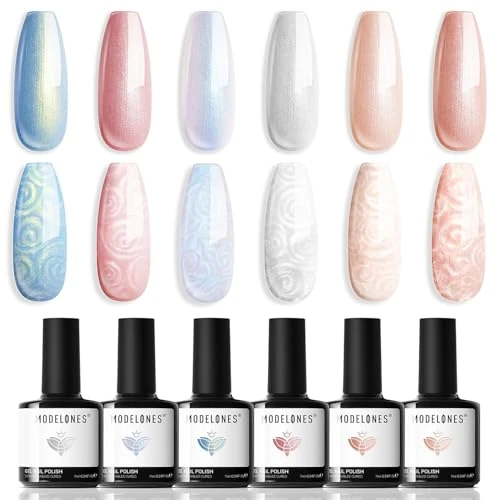 Oferta ograniczona: Modelones Lakier do paznokci UV 6 kolorów żelowy lakier do paznokci UV biały jasnoniebieski niebieski Nude Hellnude Nail Polish French Manicure DIY prezent w domu z 35.99 PLN na 35.99 PLN (zniżka 0%)