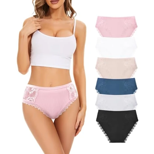 Tijdelijke aanbieding: Multipack katoenen slips met kant voor dames – slips met middelhoge taille en volledige bedekking – zacht en comfortabel ondergoed voor elke dag van 14.99 EUR naar 14.99 EUR (korting 0%)