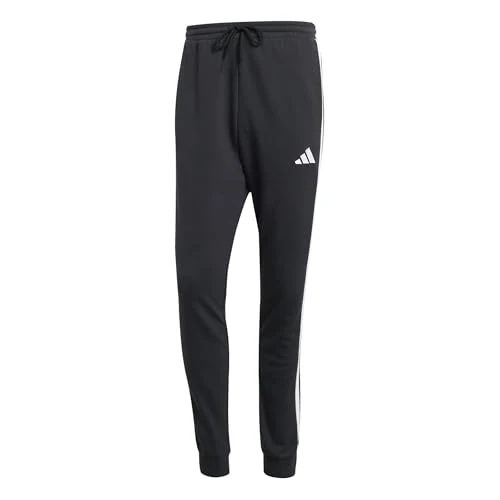 adidas Uomo Essential Three Stripes French Terry Pant, Black/White, L