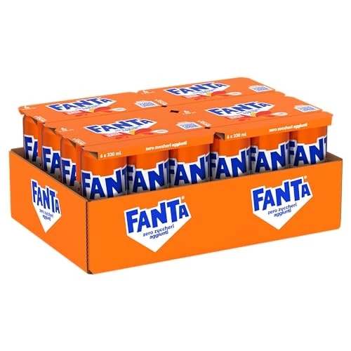 Offre limitée : Fanta Zero Sucres Goût orange, avec jus d'orange italienne, sans sucre ajouté et conservateur, 100% recyclable, goût rafraîchissant – 24 boîtes de 330 ml de 19.16 EUR à 12.72 EUR (remise 34%)