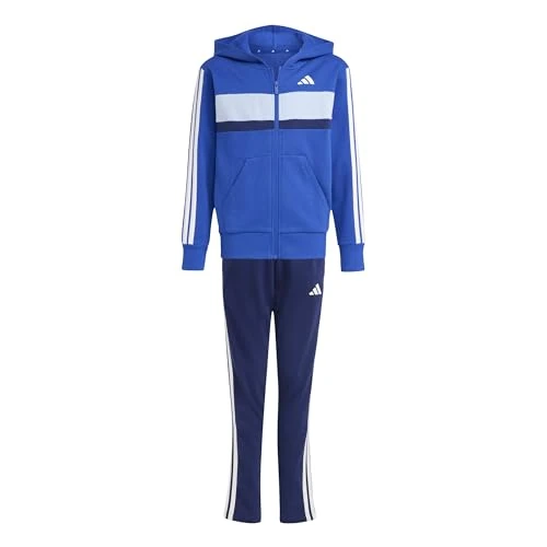 Offerta a tempo: adidas Unisex - Bambini SEASONAL ESSENTIALS TIBERIO 3 STRIPES FLEECE TRACKSUIT, team royal blue/white/glow blue, 13-14 Years - 21% da 70.00 € a 54.99 €