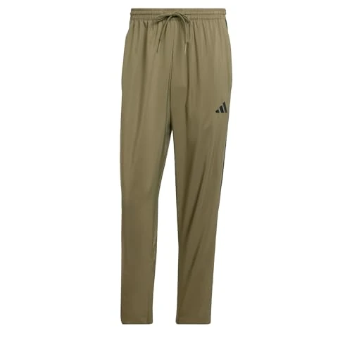 adidas Homme Essential Three Stripes Stanford Pant Open Hem, Olive Strata/Black, XS