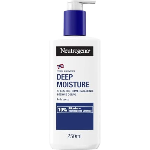 Offerta a tempo: Neutrogena Formula Norvegese Lozione Corpo Idratazione Intensa, Crema corpo per 72h di nutrimento, Crema idratante corpo con 10% Glicerina, Crema corpo idratante pelle secca, 250 ml - 31% da 6.49 € a 4.49 €