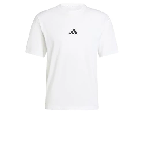 adidas Men's Essentials SMALL Logo Single Jersey Tee, White/Black, XS