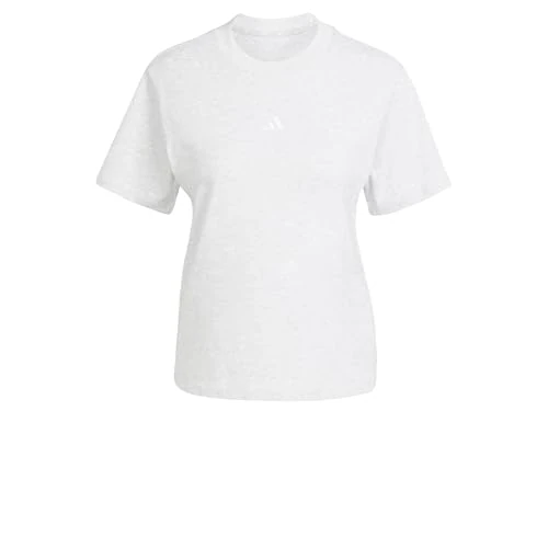 Offerta a tempo: adidas Donna Essentials Small Logo Cotton Shirt, Light Grey Heather/White, XXL - 30% da 25.00 € a 17.59 €