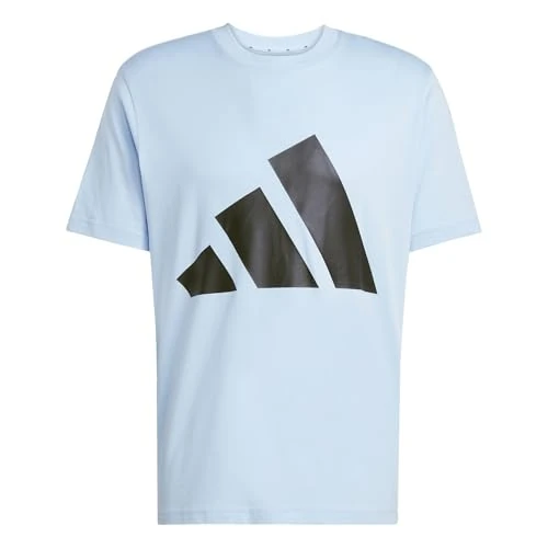 Offerta a tempo: adidas Uomo Essentials Big Logo Single Jersey Shirt, Glow Blue/Black, M - 22% da 28.00 € a 21.90 €