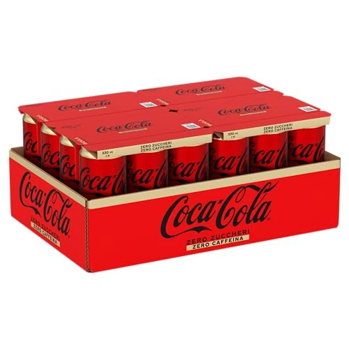 Offerta a tempo: Coca-Cola Zero Zuccheri Zero Caffeina, Tutto il Gusto della Formula Coca-Cola Senza Calorie e Senza Caffeina, Lattina 100% riciclabile - 24 Lattine da 330 ml - 27% da 19.16 € a 13.96 €