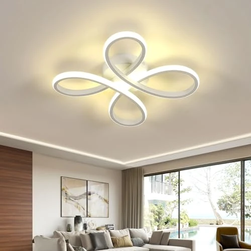 Offerta a tempo: Plafoniera LED, 30W 3375LM Lampada da Soffitto Moderna, Plafoniere Design Fiore, Lampadario Bianca per Camera da letto, Soggiorno, Cucina, Bagno, Luce Neutra 4500K, 30CM - 33% da 37.98 € a 25.36 €