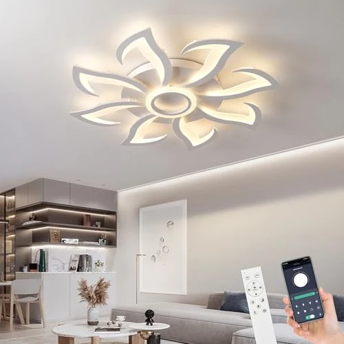 Offerta a tempo: MYYCX Plafoniera LED Soffitto Moderno, con Telecomando, Dimmerabile Plafoniere a LED da Soffitto con Lampadina, Lampadario per Soggiorno, Camera da letto, Ufficio (Bianco, 80cm-B) - 39% da 59.00 € a 36.05 €