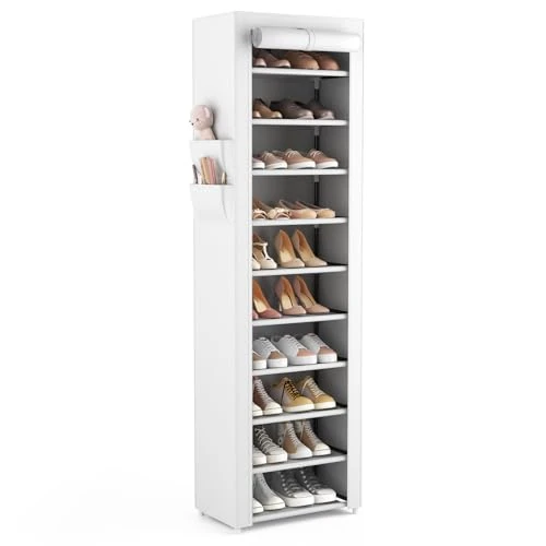 Beperkte aanbieding: Vicye schoenenrek met 11 niveaus, smal en hoog schoenenkast voor 20-22 paar schoenen, schoenenrek van stof met stofdicht afdekking, plaatsbesparende schoenenstandaard voor hal, entree van 34.99 EUR naar 34.99 EUR (besparing 0%)