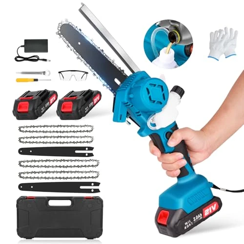 Offerta a tempo: Motosega A Batteria, Motosega Elettrica 6 Pollici Mini Motosega da Potatura con Pompetta Olio con Una Sola Mano Portatile per Il Taglio Del Legno, Il Taglio Degli Alberi E Giardini - 0% da 28.00 € a 28.00 €
