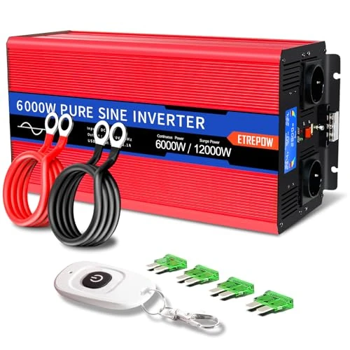 Zeitlich begrenztes Angebot: ETREPOW 6000W Reiner Sinus Wechselrichter 24V auf 230V Spannungswandler von 688.99 € auf 688.99 € (0.00% Rabatt)