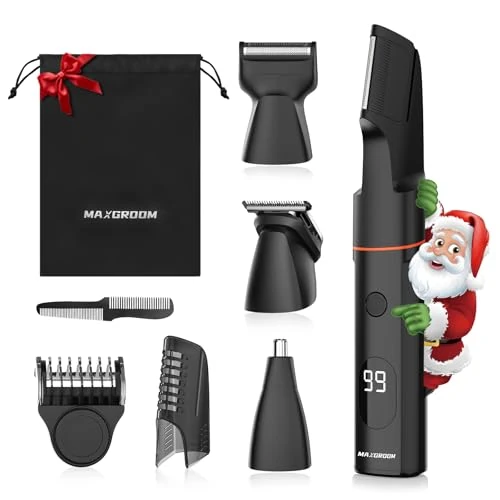 4 in 1 Men's Beard Trimmer, 6800RPM Electric Intimate Shaver, IPX6 Wet and Dry Beard Shaver, Multifunctional Automatic Bodygroom for Hair, Face, Nose, Chest, Back, Arms