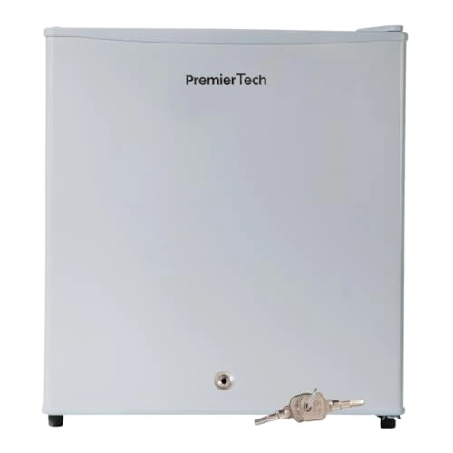PremierTech PT-F47K Mini-koelkast, wit, met sleutel, 45 liter, koelkast, hotel, kantoor, thuis, energieklasse en vrije installatie