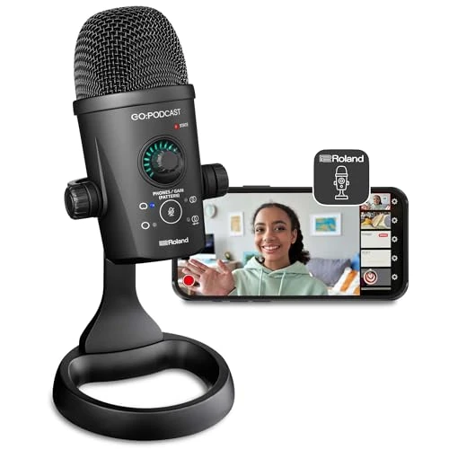 Roland GO:PODCAST Video Podcasting Studio per Smartphone | Sistema per il Livestreaming, Facile da Usare, per Podcaster, Vlogger e Altro | Video App Intuitiva | Microfono USB di Alta Qualità