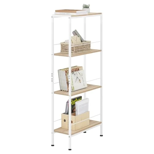 Offre limitée : WOLTU Étagère Rangement, Étagère Étroite à 4 Niveaux, en MDF avec Cadre Métallique, Chêne Clair+Blanc, L50xP20xH110cm, RGB53whe de 42.74 € à 40.84 € (4.45% de remise)