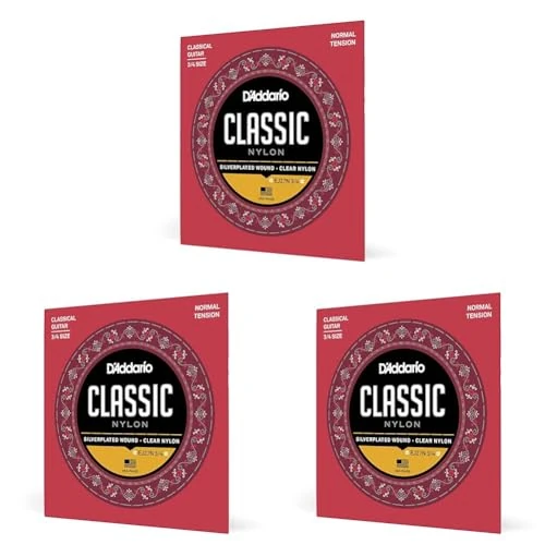 Offerta a tempo: D'Addario Corde Chitarra Classica | EJ27N 3/4 | Classic Nylon | Corde per Chitarra Classica | Tensione Normale | 3/4 Set | 1 Pacchetto (Confezione da 3) - 0.00% da 29.10 € a 29.10 €