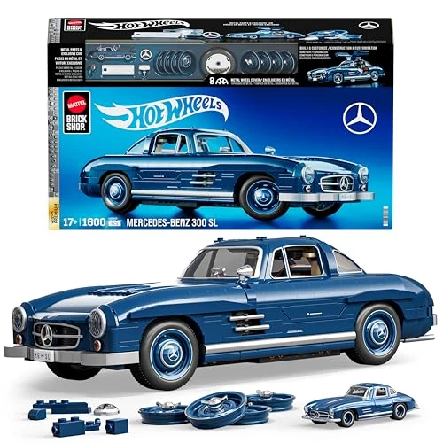 Limited offer: Mattel Brick Shop Hot Wheels Premium Series Building Set, Mercedes-Benz 300 SL with 1600 Pieces, Realistic Details and Metal Parts, Adult Collectors from 129.02 EUR to 119.99 EUR (save 7%)