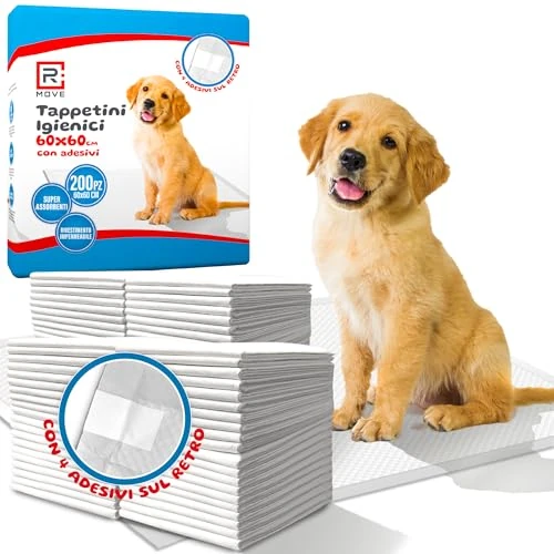 RMOVE 200 podkładów dla psów 60 x 60 cm bardzo chłonne maty higieniczne dla psów podkłady z powłoką przeciwzapachową, podkłady dla psów, wodoodporna mata podkładowa (60 x 60 cm (200 szt.)