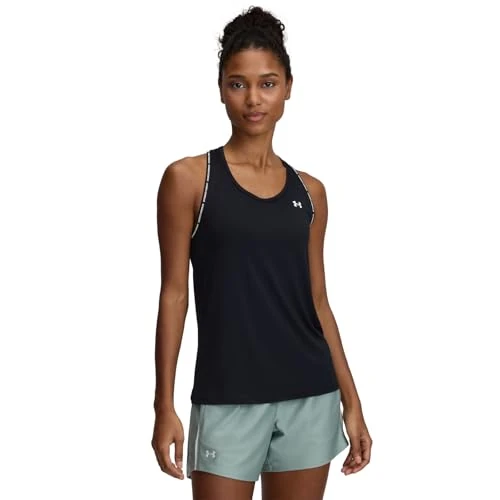 Under Armour Tech Knockout Tank, débardeur Femme sans Manches, Tank Top léger et Respirant, débardeur Running idéal pour l'entraînement, Noir / / Blanc, SM