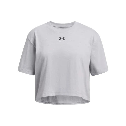Offerta a tempo: Under Armour Bambina Rival Short Sleeve, Maglietta Manica Corta Morbida e Comoda, T-Shirt Sportiva Traspirante per Allenamento, educazione Fisica e Atletica Leggera,MOD Gray Light Heather/Black,YXS - 0.00% da 14.92 € a 14.92 €