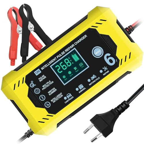 Limitiertes Angebot: 6A Autobatterie Ladegerät, 12V Smart vollautomatische KFZ Batterieladegerät mit Erhaltungsfunktion Temperaturkompensation LCD-Bildschirm, für Auto LKW Motorrad Rasenmäher Boot Marine Batteri von 23.99 EUR auf 23.99 EUR (Spare 0%)