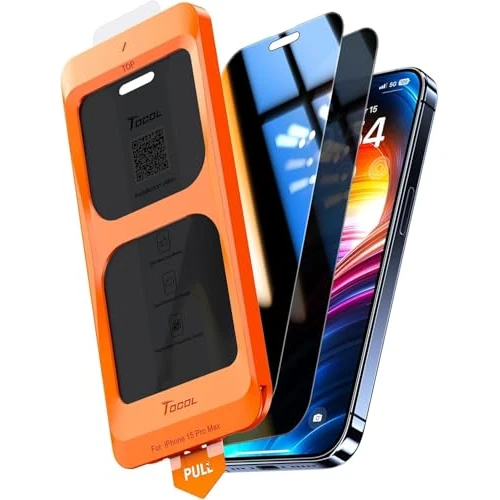 Offre limitée : TOCOL Verre Trempé Anti Espion pour iPhone 15 Pro Max, Véritable Anti-Espion à 25°, Dépoussiérage Automatique, Sans Bulles, Dureté 9H, Coques de Téléphone Compatibles, 2 Pièces de 19.99 € à 17.99 € (10% de remise)